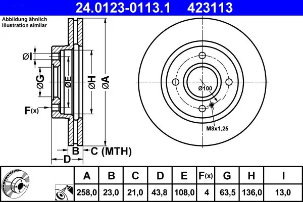 Jarrulevy ATE 24012301131 - Ford Fiesta Ka | Nopea lähetys