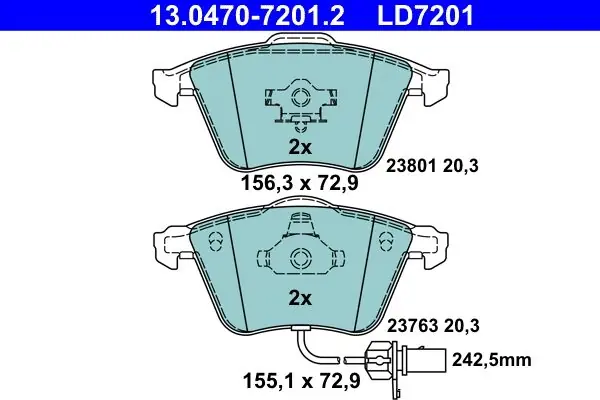 Loistava tarjous | Jarrupalat, levyjarru ATE 13047072012 - SEAT Exeo
