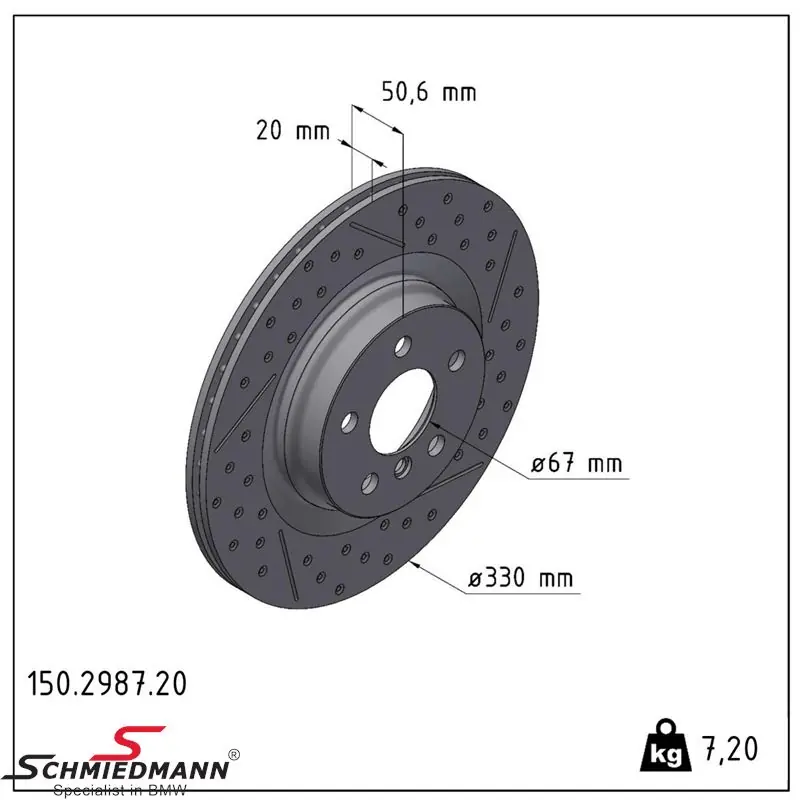 Jarrulevy taakse - 330X20mm - massiivinen - Zimmermann - Oikea puoli 34206889358 34 20 6 889 358 6889358 - Tilaa verkosta